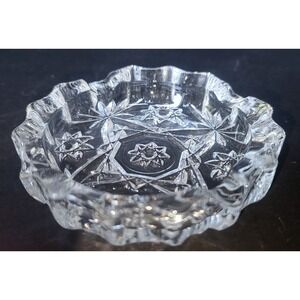 Vintage 1960's Anchor Hocking Clear EAPG Star of David Star and Fan 4" Ashtray